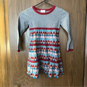 Hanna Andersson Geo Twirly Sweater Dress, made from 100% cotton sweater yarns